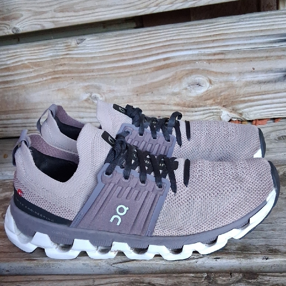 On Running Cloudswift Taupe and Black Athletic Shoes - Picture 5 of 12